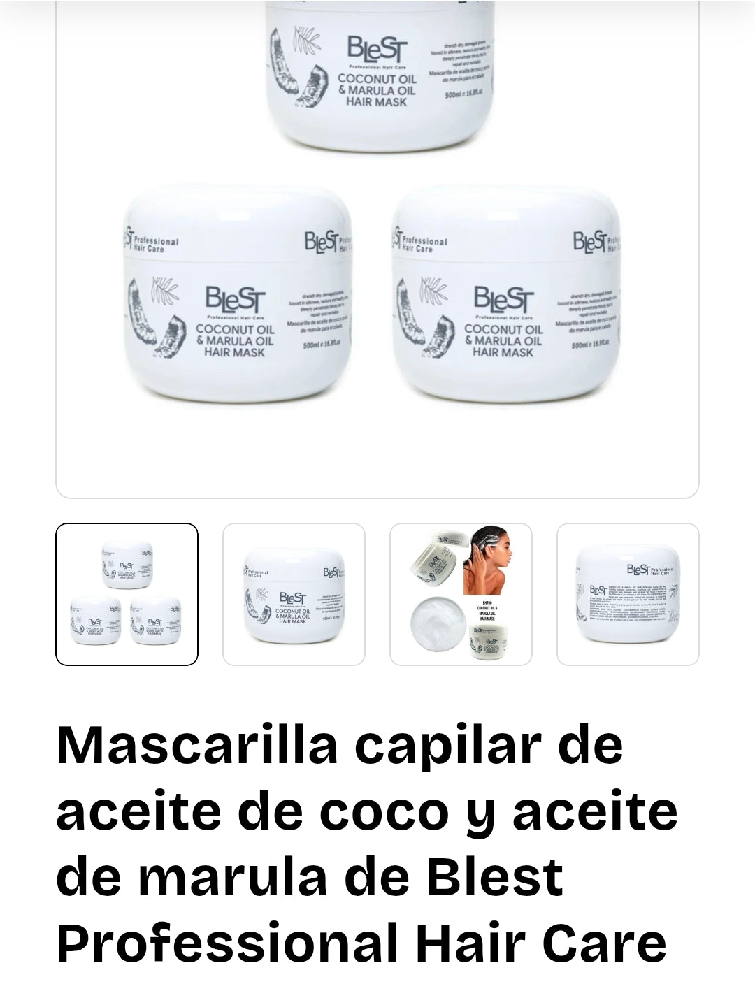 Mascarilla capilar de aceite de coco