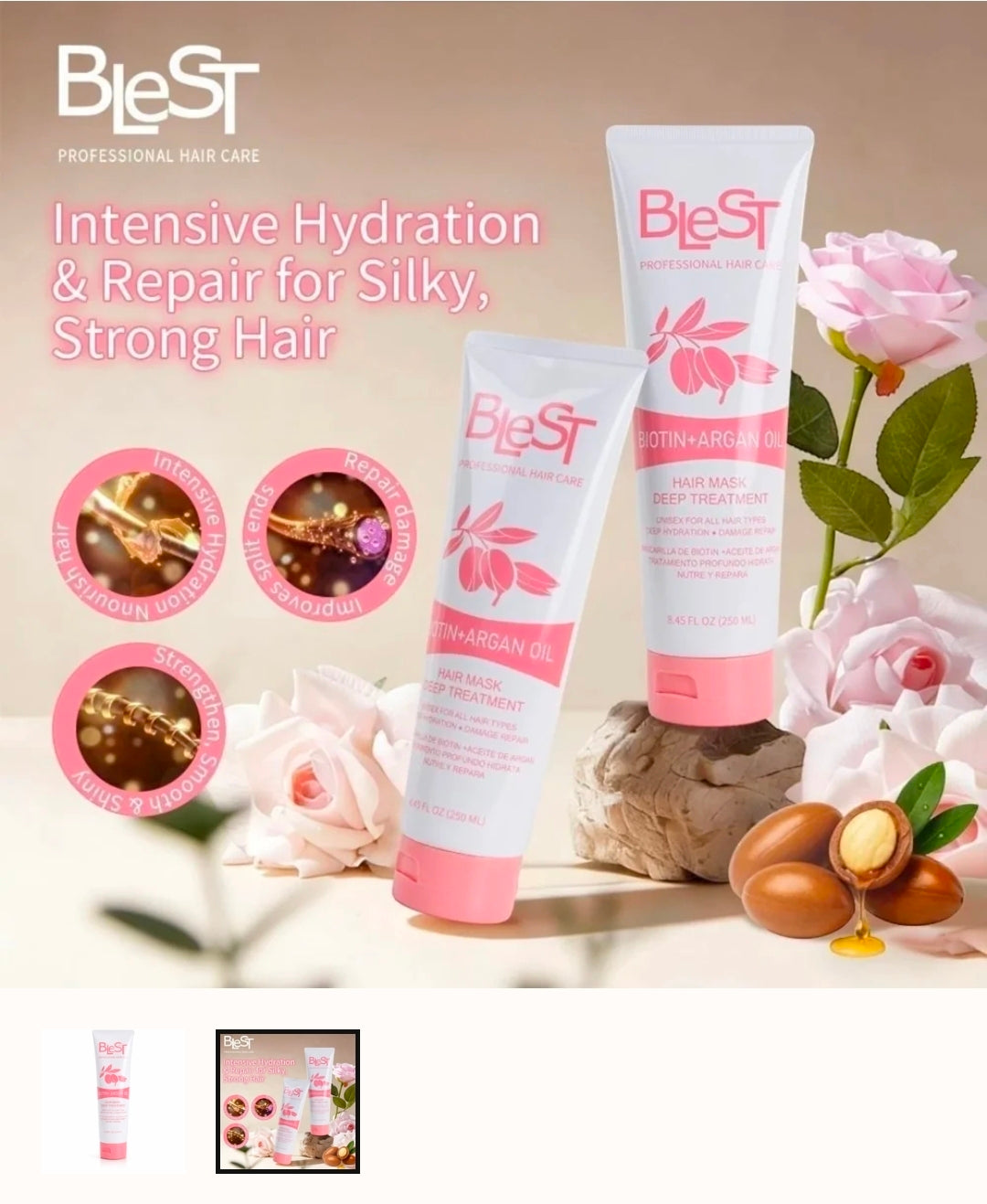 BleSt Biotin + Argan Oil – Mascarilla Capilar de Tratamiento Profundo 200 ml