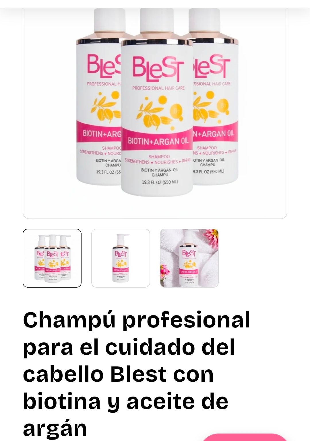 Champú profesional para el cuidado del cabello